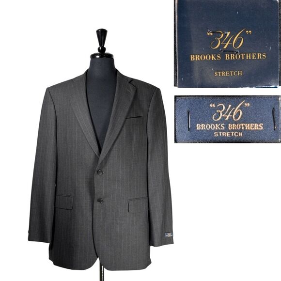 Brooks Brothers Mens Blazer 42L Gray Striped Wool Stretch Sport Coat Jacket NWT